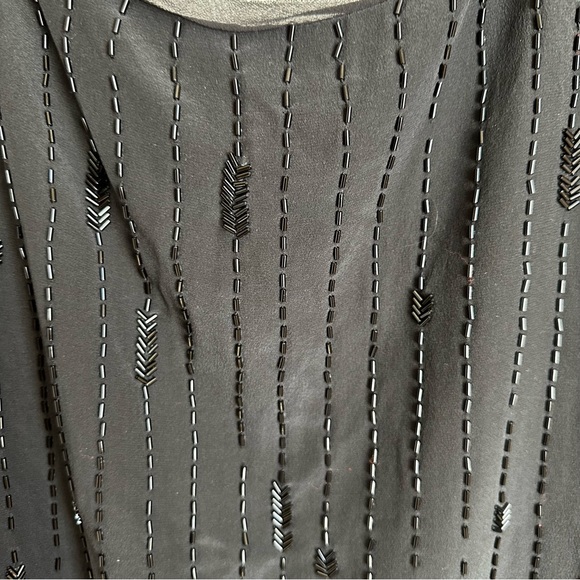 Eileen Fisher Beaded Silk Crepe De Chine Striped Scoop Neck Sz XL DEFECTS - Picture 9 of 12